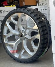 24'' Snowflake Silver Machine Wheels 35'' MT Tires GMC Sierra Silverado Yukon XL picture