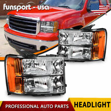 For 2007-2013 GMC Sierra 1500 2500HD 3500HD Headlights Chrome Clear Replacement picture