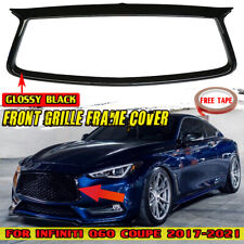 Glossy Black For 2017-2021 Infiniti Q60 Front Grille Grill Trim Overlay Cover picture