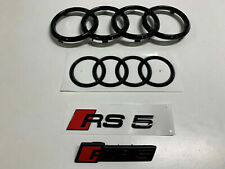 Audi RS5 Audi Rings Front Rear Emblems Designation Black Genuine New picture
