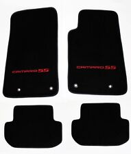 NEW BLACK Floor Mats 2010 - 2015 Camaro Embroidered Logo and SS in Red 4 pc SET picture