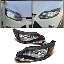 Black 2012 2013 2014 Ford Focus Headlights Headlamps Aftermarket Pair Left+Right picture