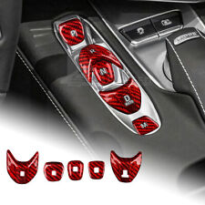 For Corvette C8 2020-2023 Gear Shifter Button Cover REAL HARD RED Carbon Fiber picture