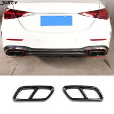 For Benz C Class W206 2022-23 Exhaust Muffler Tail Pipe Cover ABS Carbon Style×2 picture