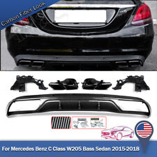 For Mercedes Benz W205 C200 C300 Sedan 15-18 Rear Bumper Diffuser W/Exhaust Tips picture