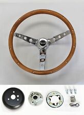 61-66 Barracuda Cuda Fury Belvedere Grant Wood Steering Wheel Chrome Spokes 15