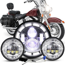 Halo LED Headlight & Passing Lights For Harley Davidson Heritage Softail Classic picture