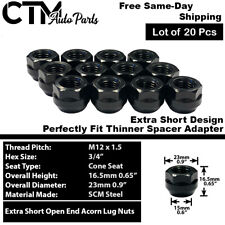 20x Black M12x1.5 Extra Short Open End Wheel Lug Nuts 3/4 Hex Fit Honda Acura picture