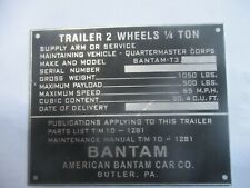 Nameplate Willys Jeep Bantam Trailer Pendant Sign Id Plate Ww 2 II Aluminium S85 picture